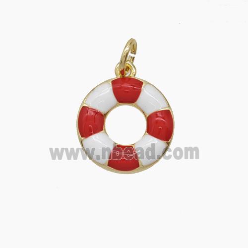 Enamel Copper Pendant, Gold Plated
