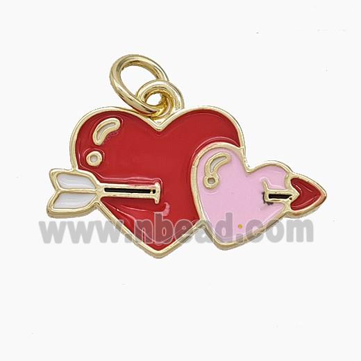 Enamel Copper Pendant, Gold Plated