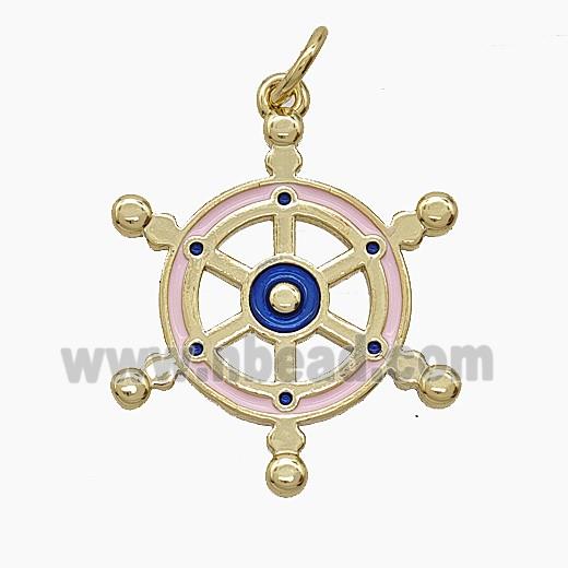Enamel Copper Pendant, Gold Plated