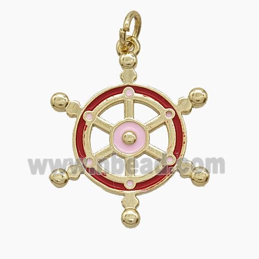 Enamel Copper Pendant, Gold Plated