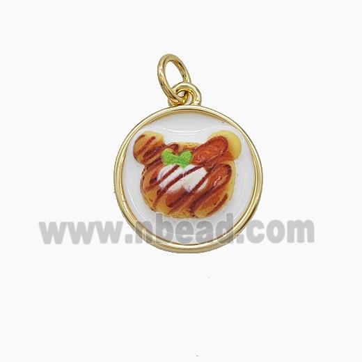 Copper Pendant Pave Resin bead, Gold Plated