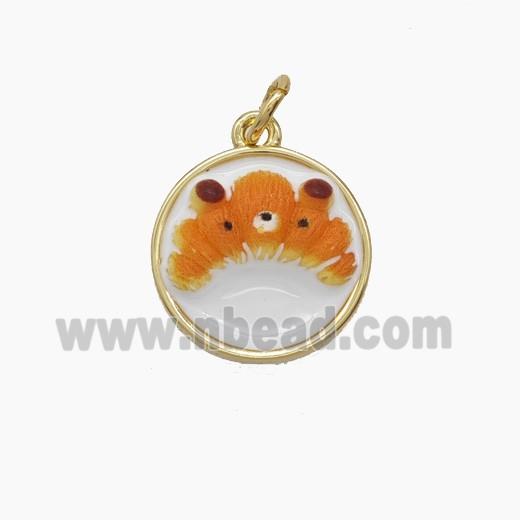 Copper Pendant Pave Resin bead, Gold Plated