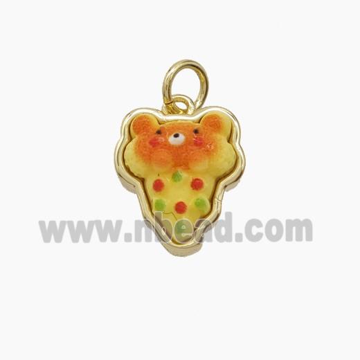 Copper Pendant Pave Resin bead, Gold Plated