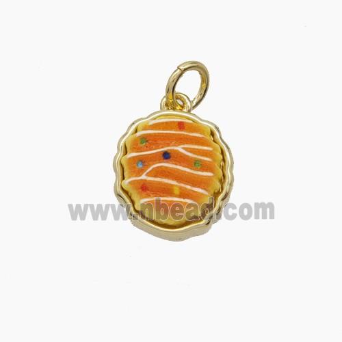 Copper Pendant Pave Resin bead, Gold Plated