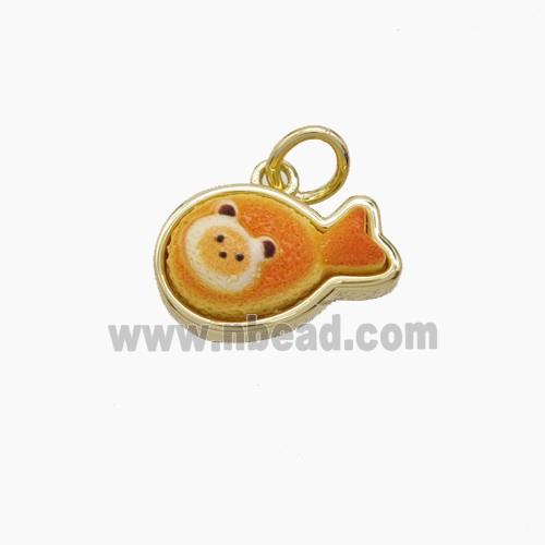 Copper Pendant Pave Resin bead, Gold Plated