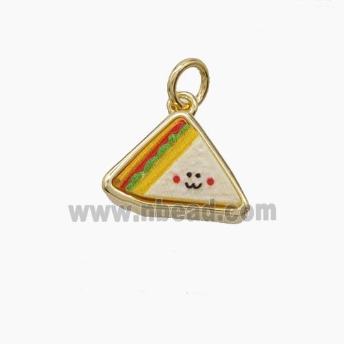 Copper Pendant Pave Resin bead, Gold Plated