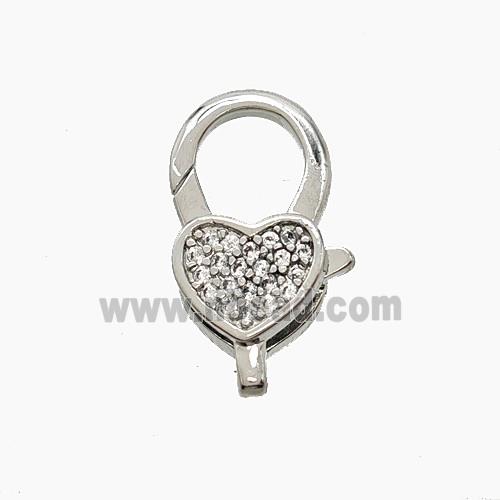 Copper Connector Clasp Pave Zircon, Platinum Plated