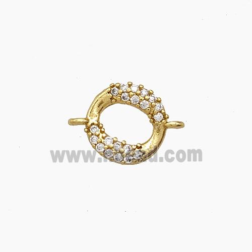 Copper Connector Pave Zircon bead, Gold Plated
