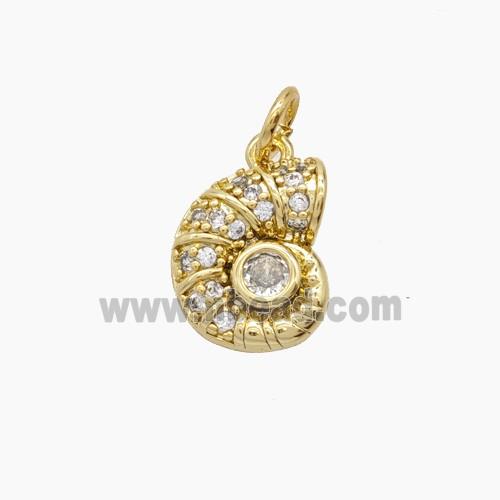 Copper Pendant Pave Zircon, Gold Plated