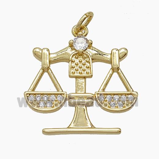 Copper Pendant Pave Zircon, Gold Plated