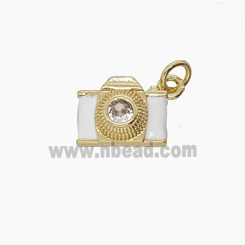 Enamel Copper Pendant Pave Zircon, Gold Plated