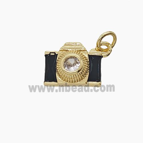Enamel Copper Pendant Pave Zircon, Gold Plated