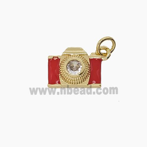 Enamel Copper Pendant Pave Zircon, Gold Plated