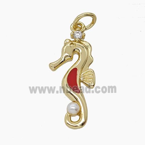 Enamel Copper Pendant Pave Zircon, Gold Plated