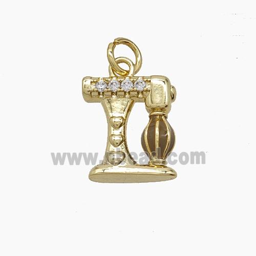 Enamel Copper Pendant Pave Zircon, Gold Plated