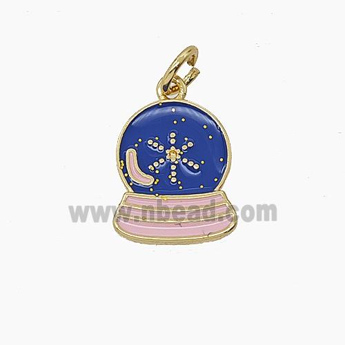 Enamel Copper Pendant Pave Zircon, Gold Plated