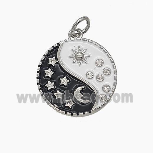 Enamel Copper Pendant Pave Zircon, Gold Plated