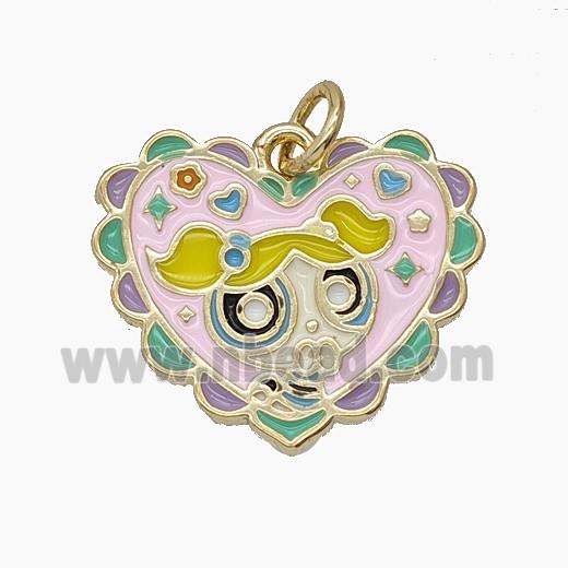 Enamel Copper Pendant Pave Zircon, Gold Plated
