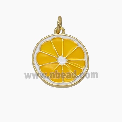 Enamel Copper Pendant Pave Zircon, Gold Plated