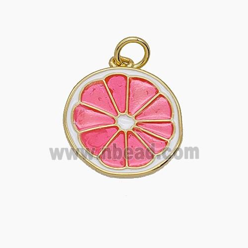 Enamel Copper Pendant Pave Zircon, Gold Plated