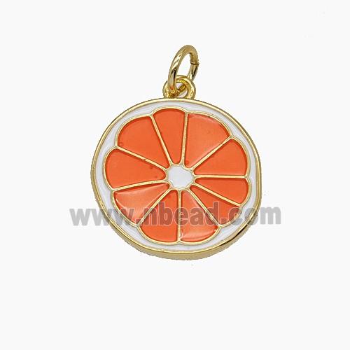Enamel Copper Pendant Pave Zircon, Gold Plated