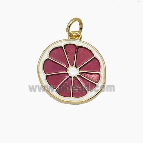 Enamel Copper Pendant Pave Zircon, Gold Plated