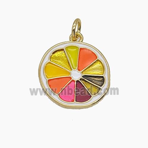 Enamel Copper Pendant Pave Zircon, Gold Plated