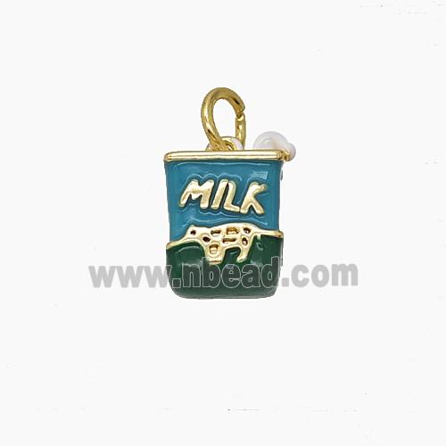 Enamel Copper Pendant Pave Zircon, Gold Plated