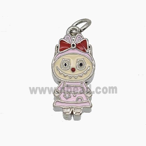 Enamel Copper Pendant Pave Zircon, Gold Plated