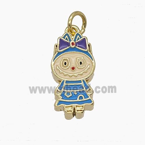 Enamel Copper Pendant Pave Zircon, Gold Plated