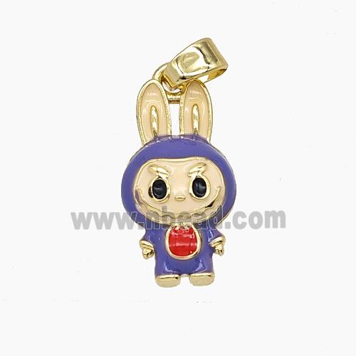 Enamel Copper Pendant Pave Zircon, Gold Plated