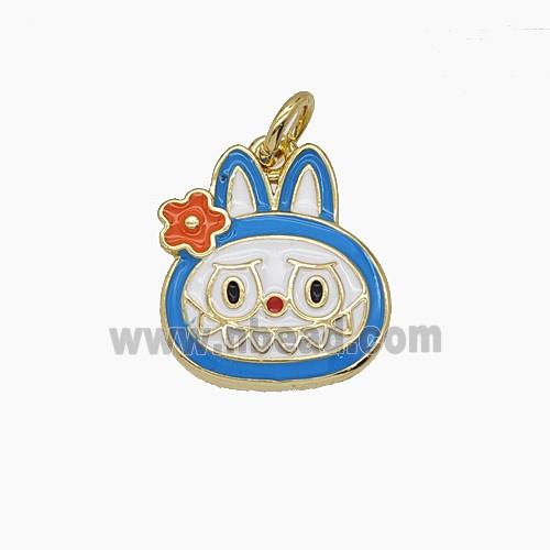 Enamel Copper Pendant Pave Zircon, Gold Plated