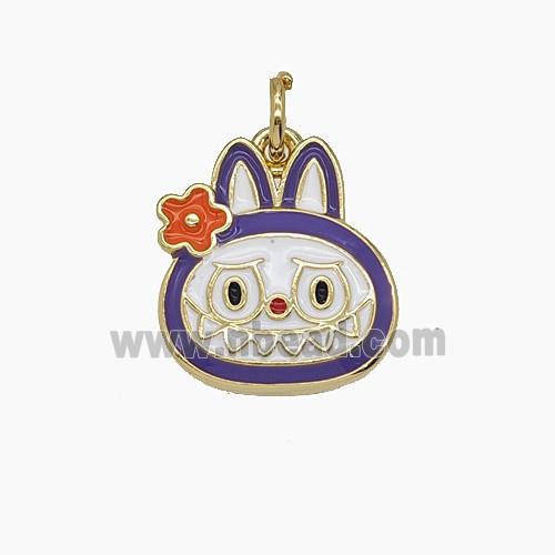 Enamel Copper Pendant Pave Zircon, Gold Plated