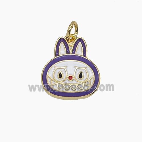 Enamel Copper Pendant Pave Zircon, Gold Plated