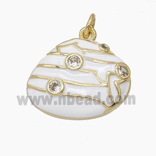 Enamel Copper Pendant Pave Zircon, Gold Plated