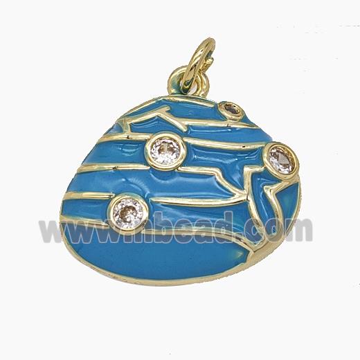 Enamel Copper Pendant Pave Zircon, Gold Plated