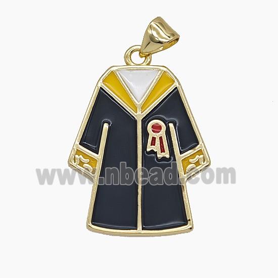 Enamel Copper Pendant Pave Zircon, Gold Plated