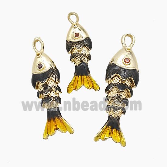 Enamel Copper Pendant Pave Zircon, Gold Plated