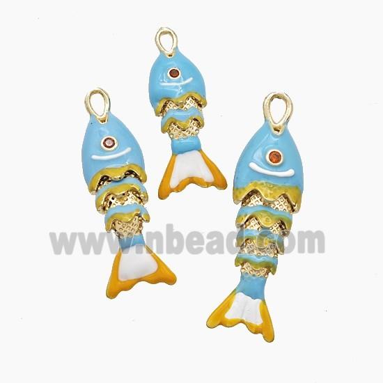 Enamel Copper Pendant Pave Zircon, Gold Plated