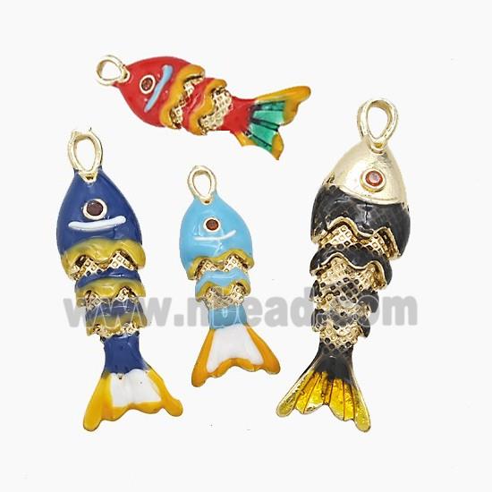 Enamel Copper Pendant Pave Zircon, Gold Plated