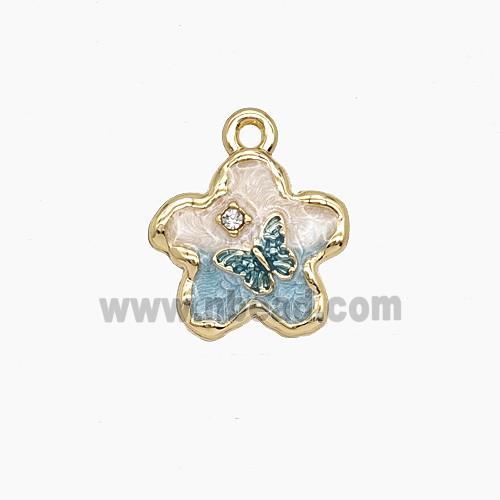 Enamel Copper Pendant, Gold Plated
