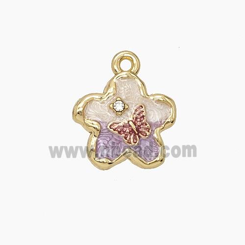 Enamel Copper Pendant, Gold Plated