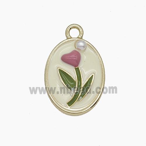 Enamel Copper Pendant, Gold Plated