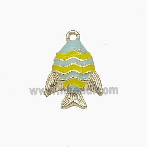 Enamel Copper Pendant, Gold Plated