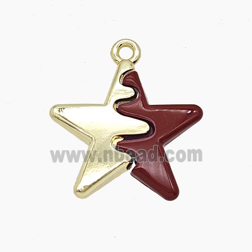 Enamel Copper Pendant, Gold Plated