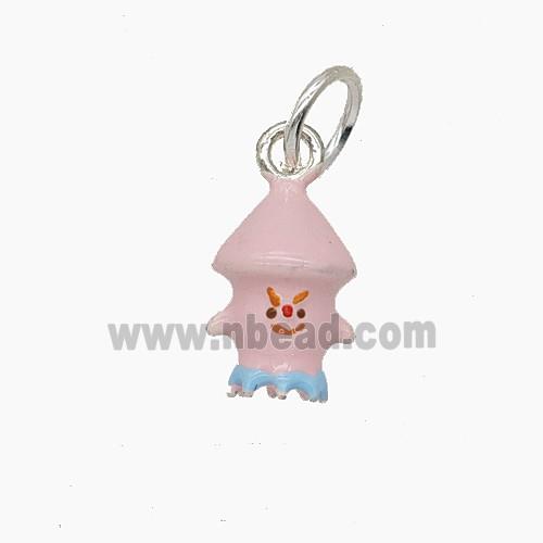 Enamel Copper Pendant, Silver Plated