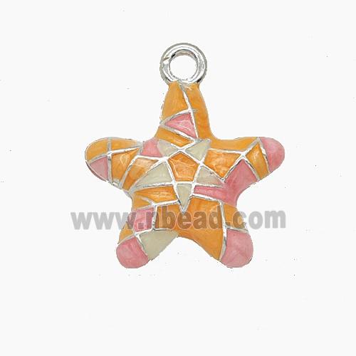 Enamel Copper Pendant, Silver Plated