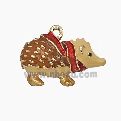 Enamel Copper Pendant, Gold Plated