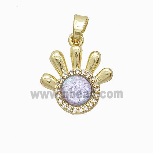Copper Pendant Pave Resin Bead, Gold Plated