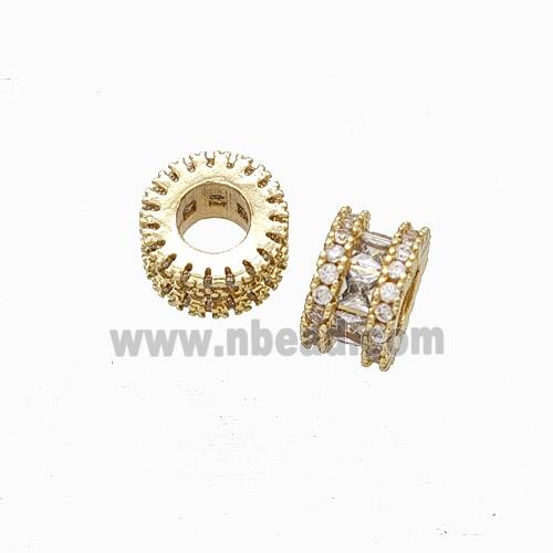 Copper Bead Pave Zircon, Gold Plated